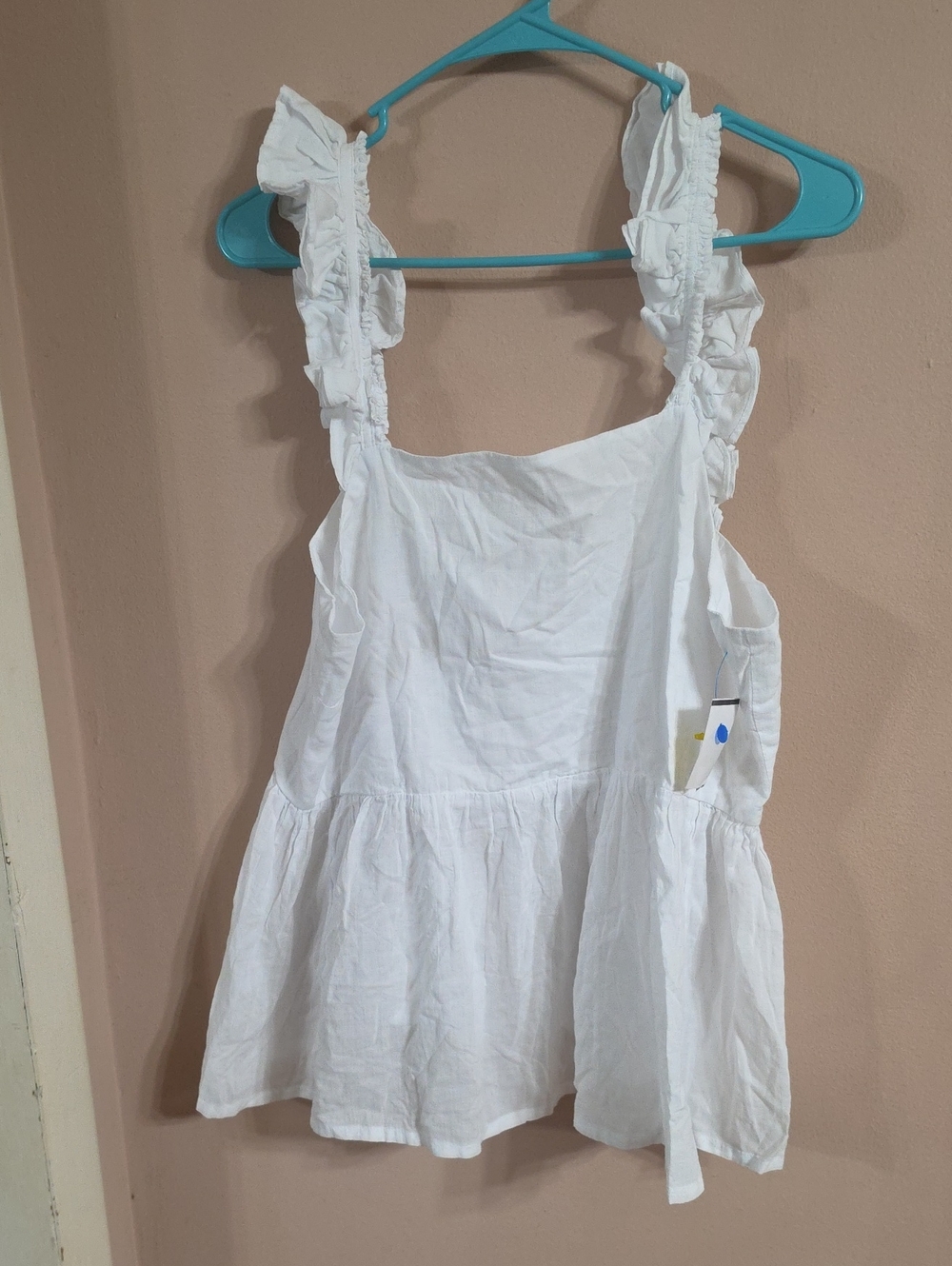 Treasure & Bond White Ruffle Strap Camisole Tank